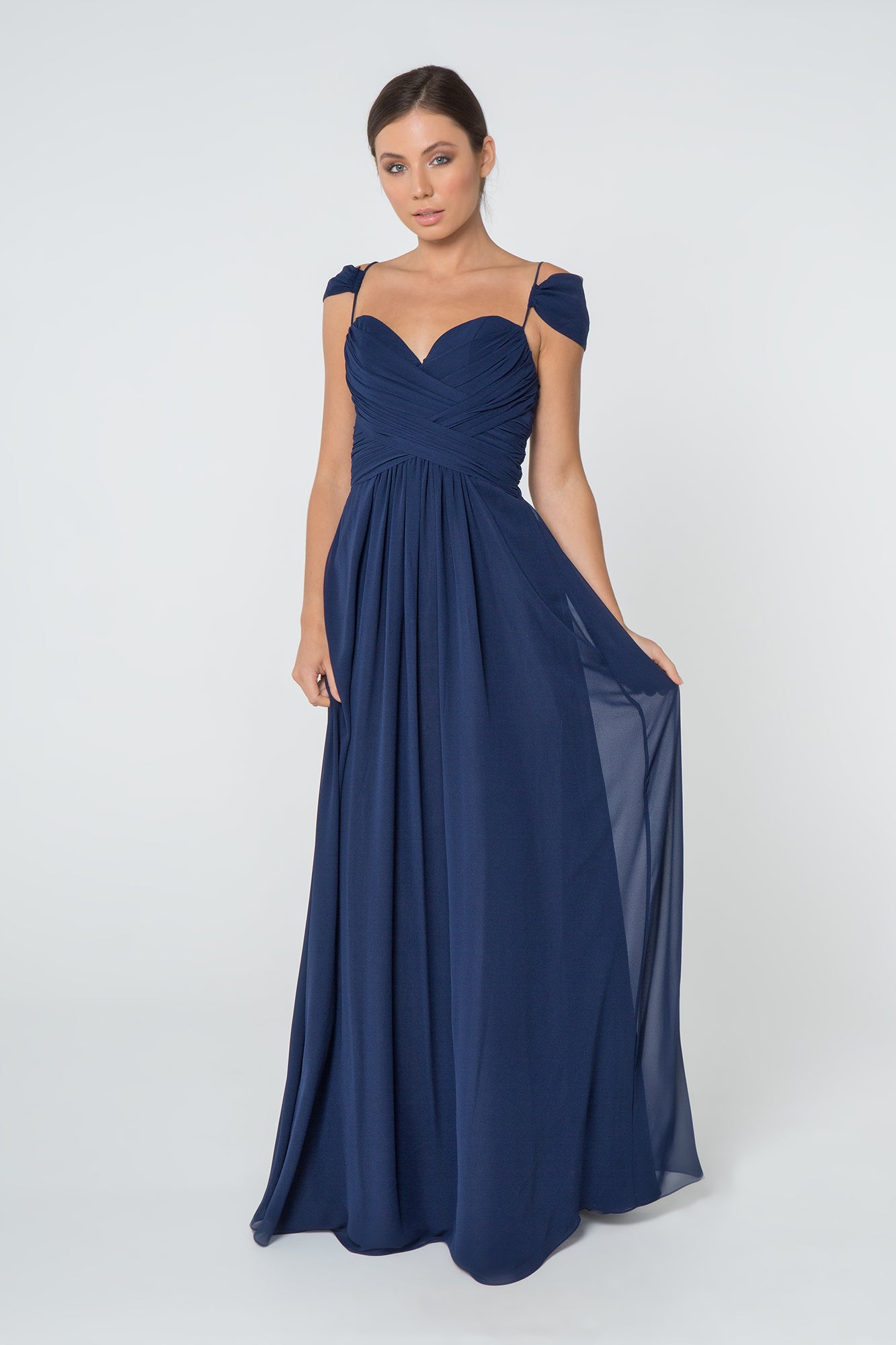 Chiffon Ruched Sweetheart Long Dress GLGL2824-BRIDESMAID-smcfashion.com