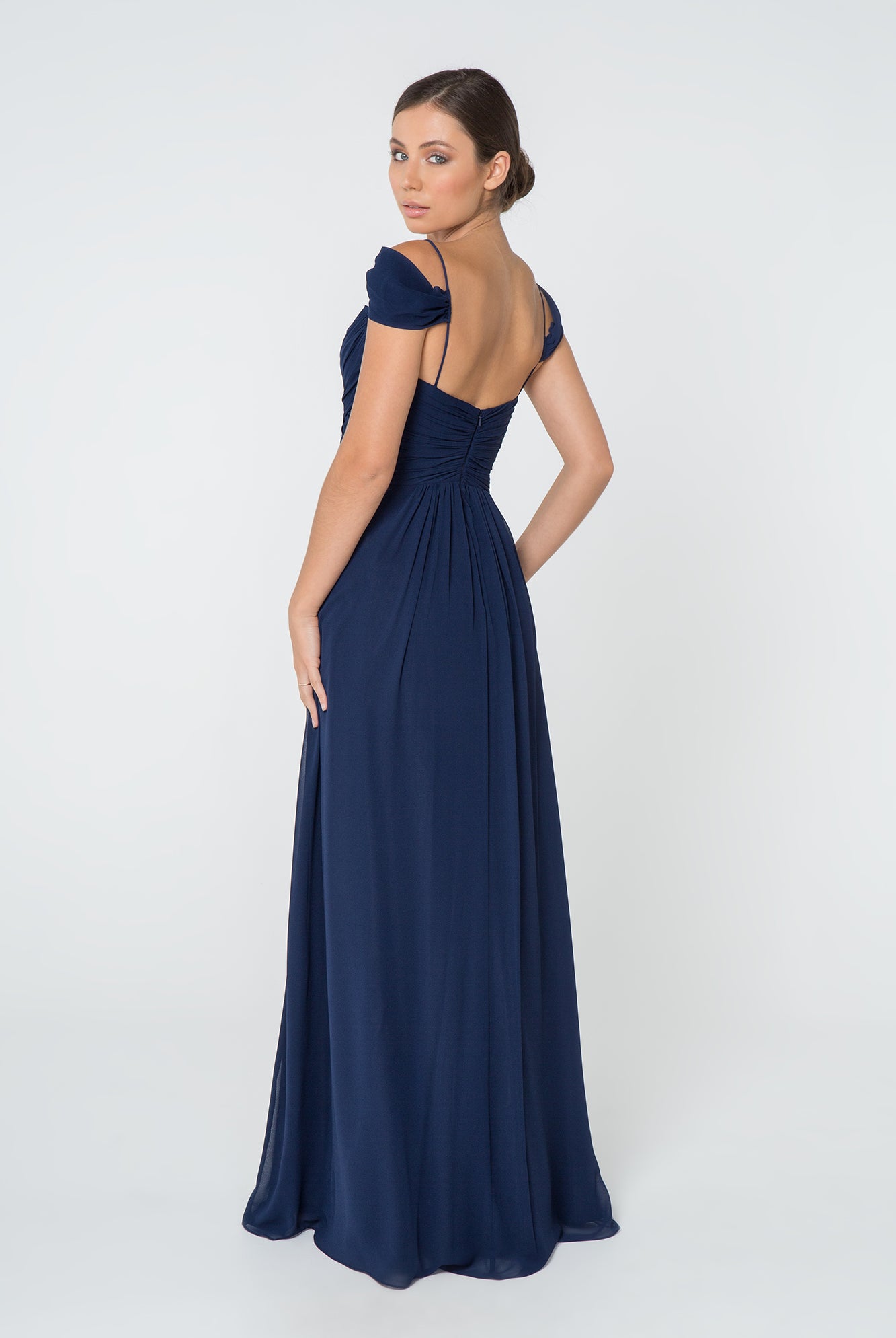 Chiffon Ruched Sweetheart Long Dress GLGL2824-BRIDESMAID-smcfashion.com