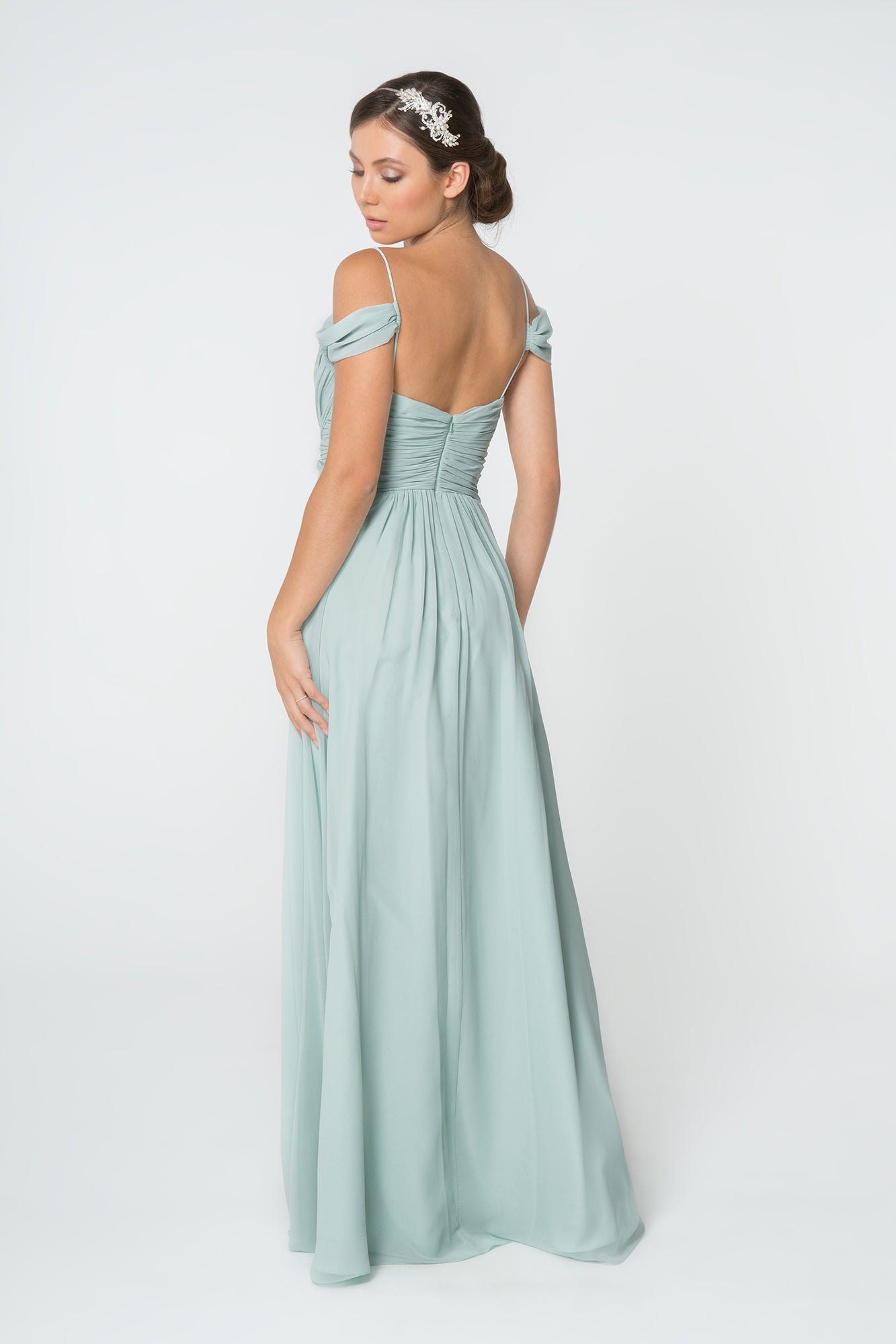 Chiffon Ruched Sweetheart Long Dress GLGL2824-BRIDESMAID-smcfashion.com