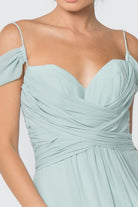 Chiffon Ruched Sweetheart Long Dress GLGL2824-BRIDESMAID-smcfashion.com