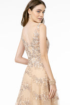 Embroidery Embellished V-Neck Tulle A-Line Dress GLGL2884-PROM-smcfashion.com