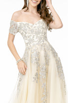Embroidered Mesh A-Line Long Dress V-Back GLGL2885-PROM-smcfashion.com