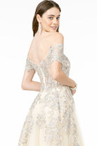 Embroidered Mesh A-Line Long Dress V-Back GLGL2885-PROM-smcfashion.com