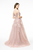 Embroidered Mesh A-Line Long Dress V-Back GLGL2885-PROM-smcfashion.com
