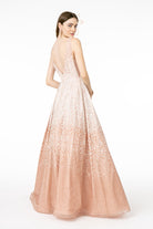 Illusion Deep V-Neck Glitter Tulle A-Line Dress GLGL2908-PROM-smcfashion.com