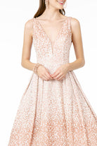 Illusion Deep V-Neck Glitter Tulle A-Line Dress GLGL2908-PROM-smcfashion.com