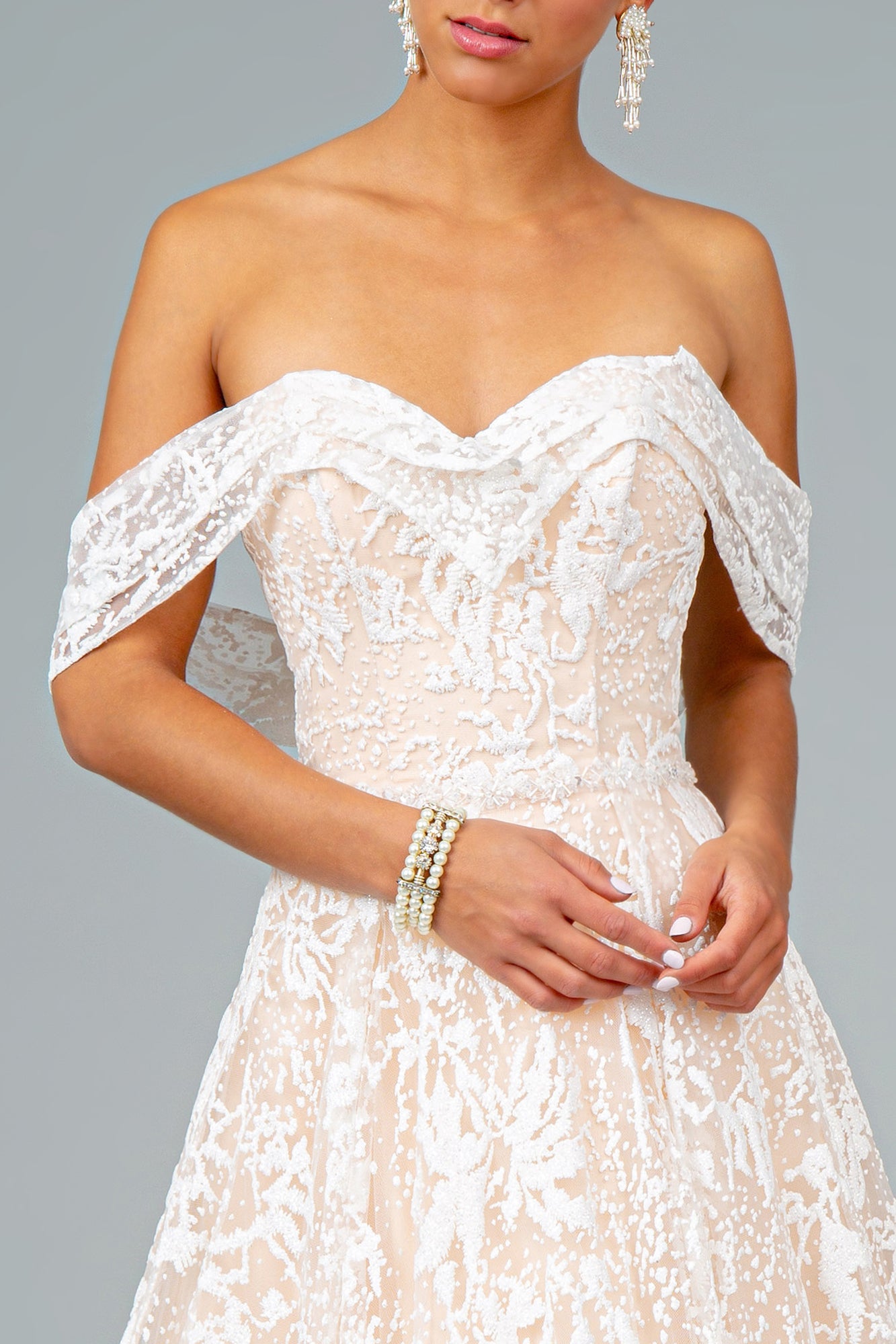 Glitter Mesh Sweetheart A-Line Long Dress GLGL2937-WEDDING GOWNS-smcfashion.com