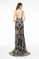 Jeweled Waist Band Accented Glitter Mesh Long Dress GLGL2990-PROM-smcfashion.com