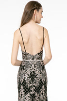 Jeweled Waist Band Accented Glitter Mesh Long Dress GLGL2990-PROM-smcfashion.com