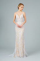 Jeweled Waist Band Accented Glitter Mesh Long Dress GLGL2990-PROM-smcfashion.com