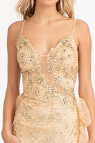 Glitter Embellished Mesh Mermaid Dress Jewel Embellishment and Detached Layer GLGL3004-PROM-smcfashion.com