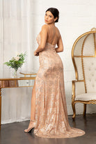 Glitter Embellished Mesh Mermaid Dress Jewel Embellishment and Detached Layer GLGL3004-PROM-smcfashion.com