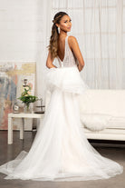 3D Flower Applique Mermaid Mesh Wedding Gown Detached Mesh Layer GLGL3014-WEDDING GOWNS-smcfashion.com