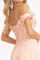 Floral 3D Applique and Embroidery Embellished Bodice A-Line Chiffon Dress GLGL3018-PROM-smcfashion.com