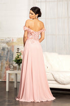 Floral 3D Applique and Embroidery Embellished Bodice A-Line Chiffon Dress GLGL3018-PROM-smcfashion.com
