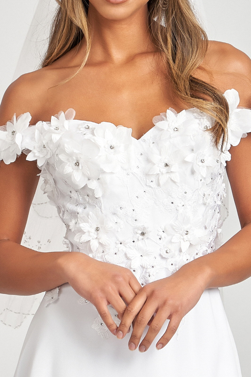 Floral 3D Applique and Embroidery Embellished Bodice A-Line Chiffon Dress GLGL3018-PROM-smcfashion.com