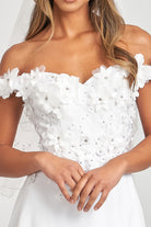 Floral 3D Applique and Embroidery Embellished Bodice A-Line Chiffon Dress GLGL3018-PROM-smcfashion.com