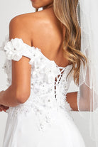 Floral 3D Applique and Embroidery Embellished Bodice A-Line Chiffon Dress GLGL3018-PROM-smcfashion.com