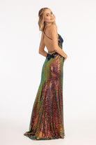 Full Iridescent Sequin Sweetheart Neckline Prom Dress Leg Slit GLGL3025-PROM-smcfashion.com