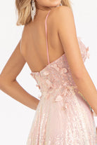 Full Iridescent Sequin V-Neck A-Line Prom Dress /w Leg Slit GLGL3027-PROM-smcfashion.com