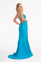 Beads Embellished Jersey Mermaid Dress Strap Lace-up Back GLGL3035-PROM-smcfashion.com