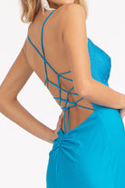 Beads Embellished Jersey Mermaid Dress Strap Lace-up Back GLGL3035-PROM-smcfashion.com