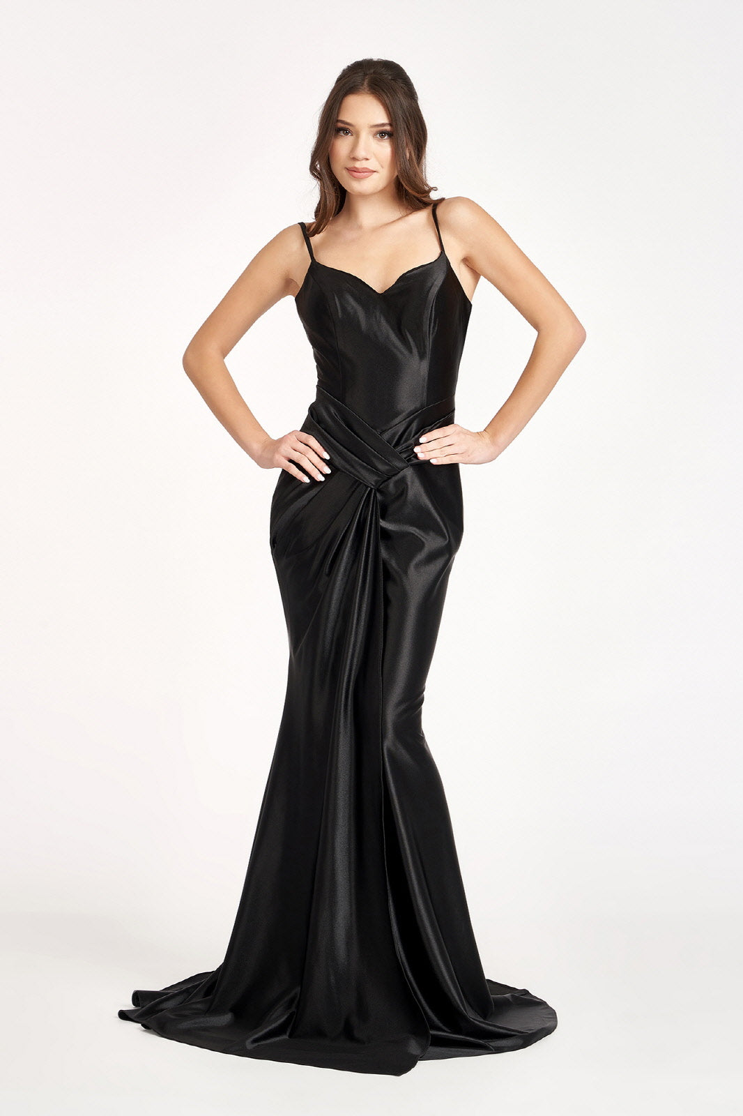 Sweetheart Satin Mermaid Dress Open Back and Side Gathered Waistline GLGL3044-PROM-smcfashion.com