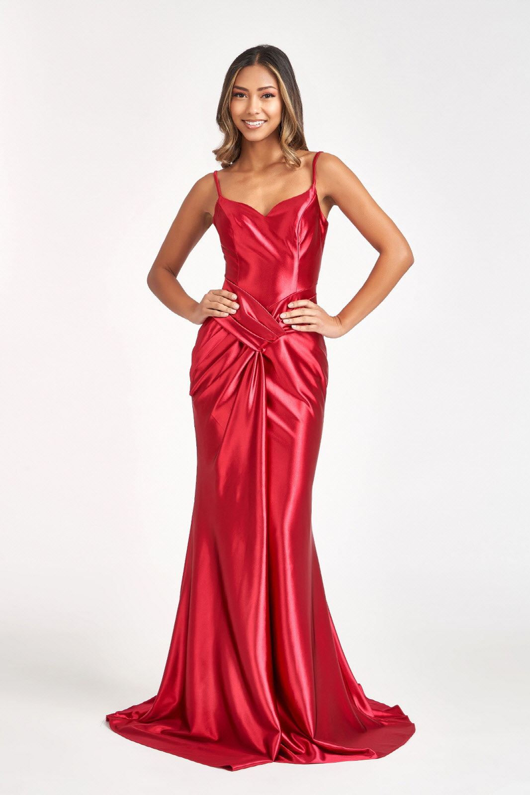 Sweetheart Satin Mermaid Dress Open Back and Side Gathered Waistline GLGL3044-PROM-smcfashion.com