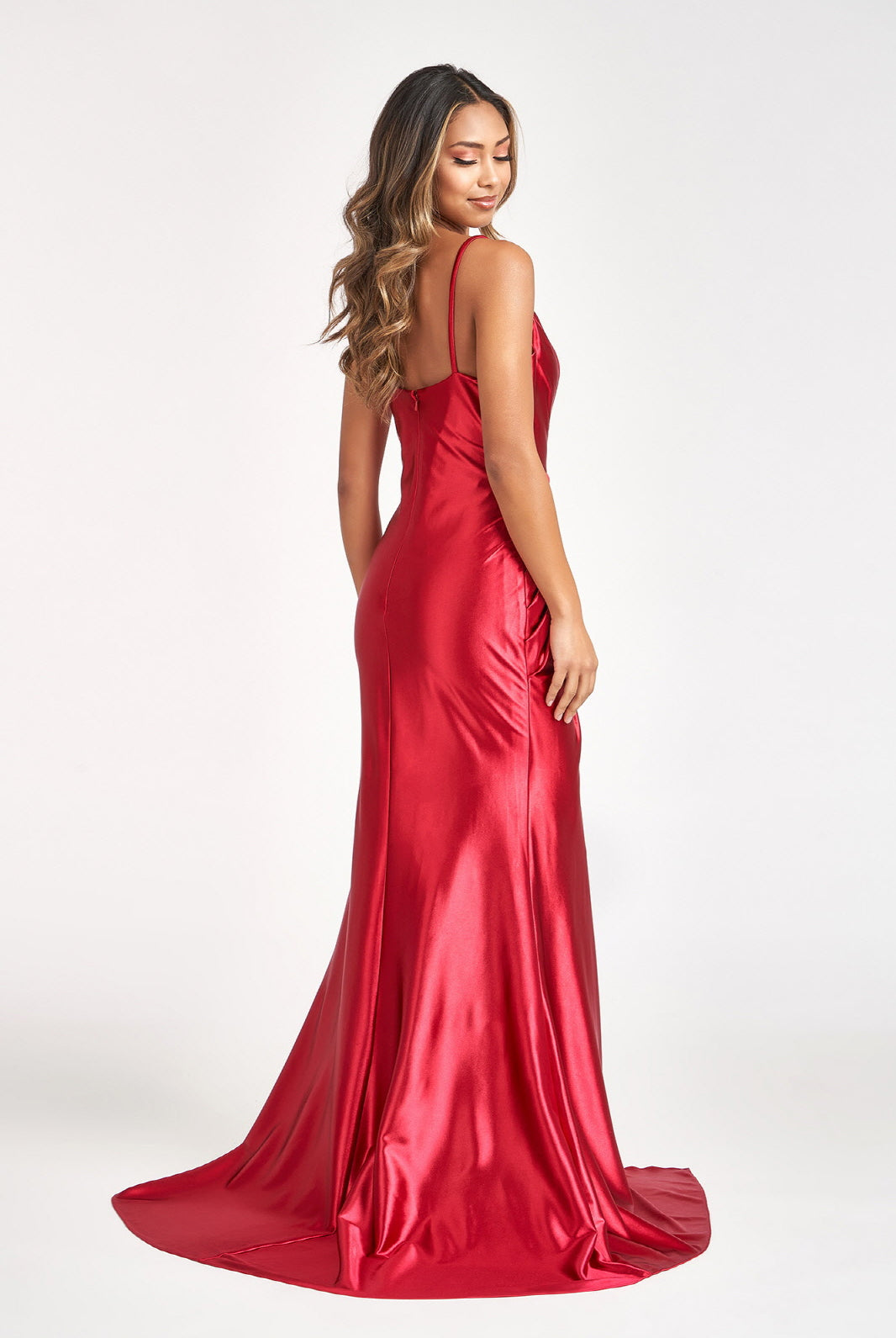 Sweetheart Satin Mermaid Dress Open Back and Side Gathered Waistline GLGL3044-PROM-smcfashion.com