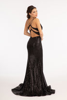 Sequin Embellished Embroidered Mermaid Dress Cut-out Back and Slit GLGL3050-PROM-smcfashion.com