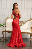 Sequin Embellished Embroidered Mermaid Dress Cut-out Back and Slit GLGL3050-PROM-smcfashion.com