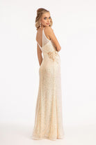 Sequin Embellished Illusion V-neck Mermaid Dress Open V-back GLGL3053-PROM-smcfashion.com