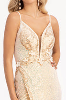 Sequin Embellished Illusion V-neck Mermaid Dress Open V-back GLGL3053-PROM-smcfashion.com