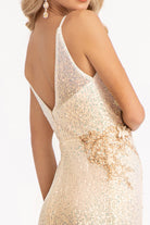 Sequin Embellished Illusion V-neck Mermaid Dress Open V-back GLGL3053-PROM-smcfashion.com