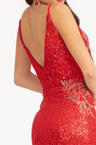 Sequin Embellished Illusion V-neck Mermaid Dress Open V-back GLGL3053-PROM-smcfashion.com