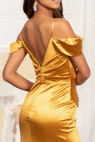 Sweetheart Satin Mermaid Dress Pleated Waist and Slit GLGL3060-PROM-smcfashion.com