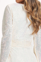 Gathered Waist Sequin Embellished Mermaid Dress Long Sleeves GLGL3063-PROM-smcfashion.com