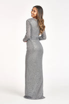 Gathered Waist Sequin Embellished Mermaid Dress Long Sleeves GLGL3063-PROM-smcfashion.com