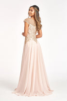 Beads Embellished Chiffon A-line Dress Cap Sleeves GLGL3065-MOTHER OF BRIDE-smcfashion.com