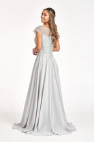 Beads Embellished Chiffon A-line Dress Cap Sleeves GLGL3065-MOTHER OF BRIDE-smcfashion.com