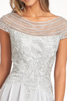 Beads Embellished Chiffon A-line Dress Cap Sleeves GLGL3065-MOTHER OF BRIDE-smcfashion.com