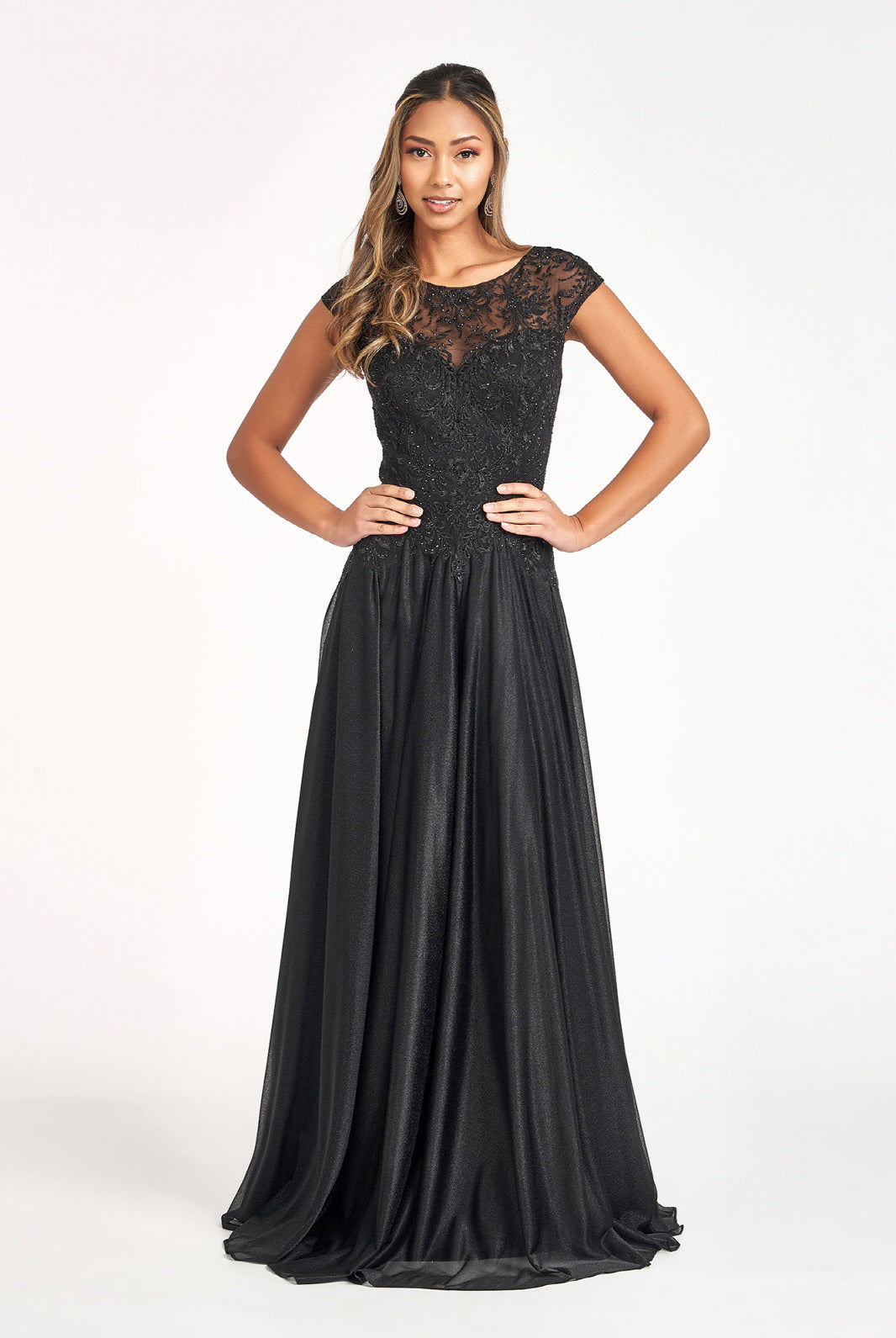 Beads Embellished Embroidered A-line Dress Scoop-Neck GLGL3068-PROM-smcfashion.com