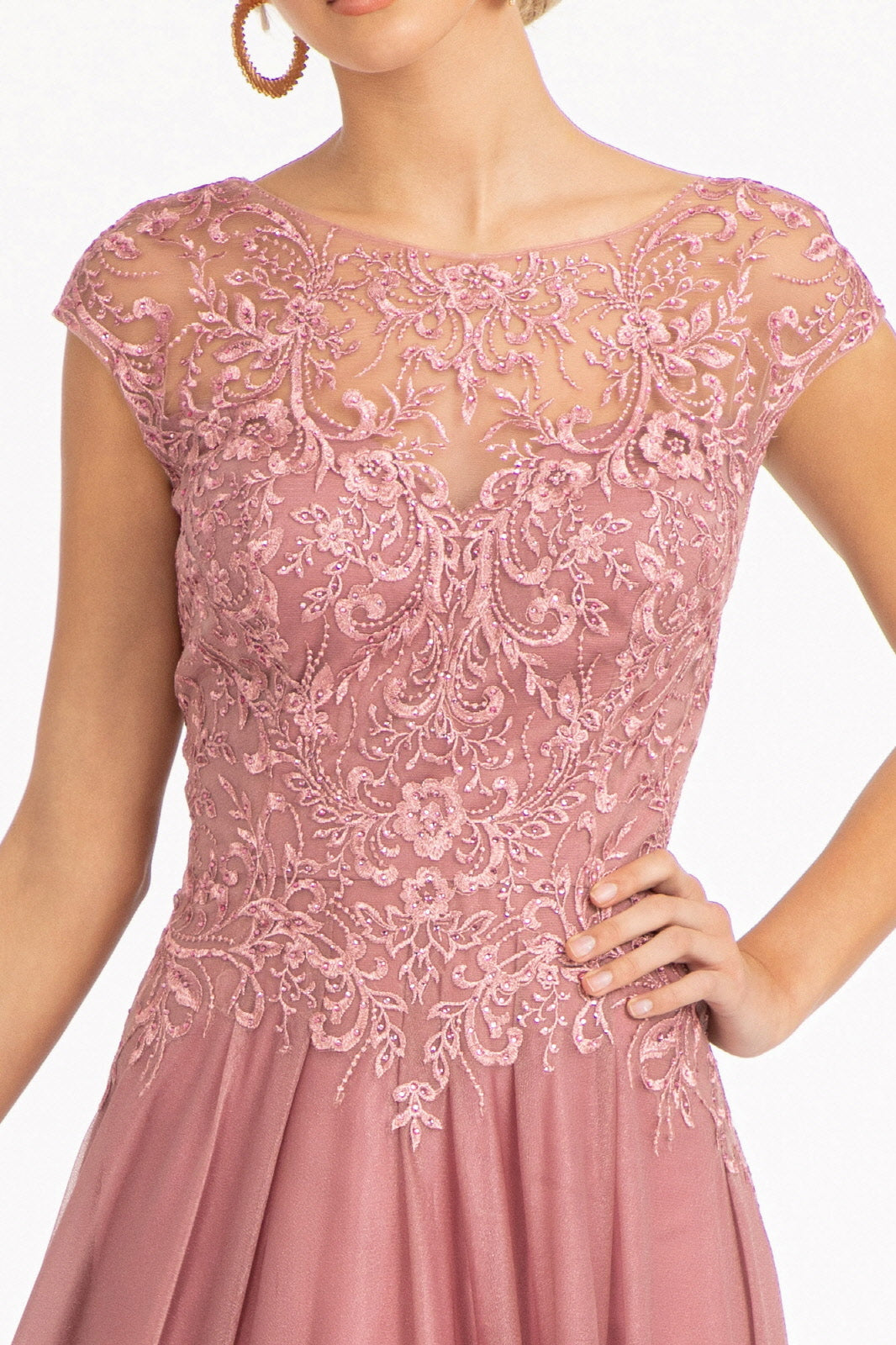 Beads Embellished Embroidered A-line Dress Scoop-Neck GLGL3068-PROM-smcfashion.com
