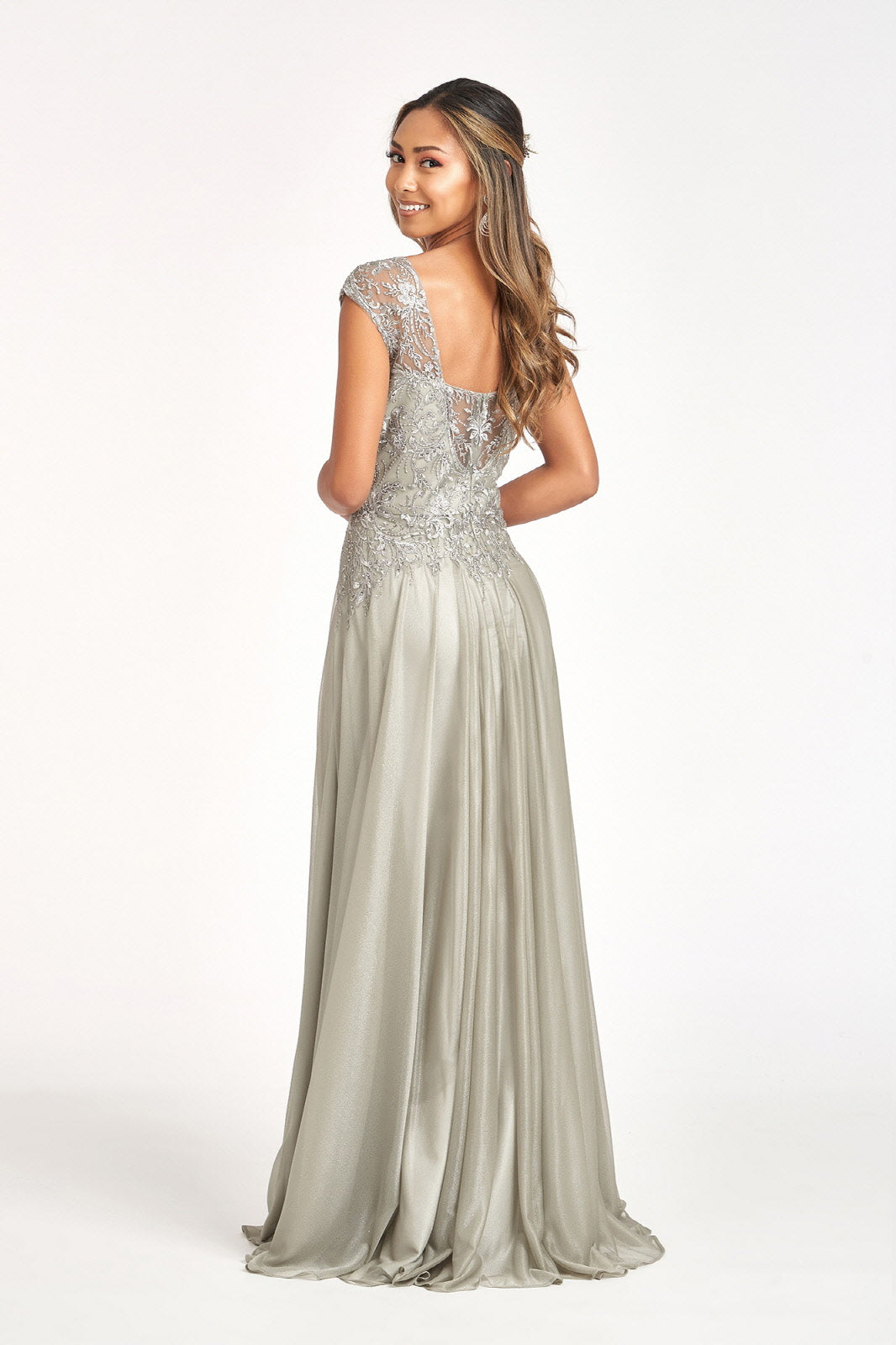 Beads Embellished Embroidered A-line Dress Scoop-Neck GLGL3068-PROM-smcfashion.com