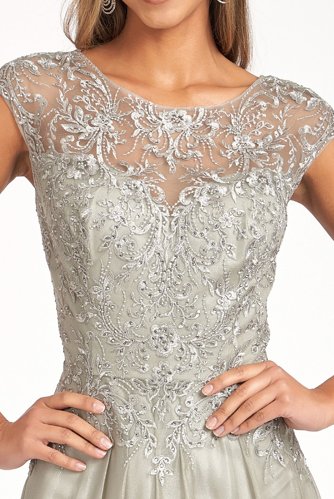 Beads Embellished Embroidered A-line Dress Scoop-Neck GLGL3068-PROM-smcfashion.com