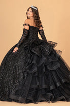 Mesh Detachable Long Sleeves Quinceanera Dress Detachable Ribbon and Ruffled Train GLGL3072-QUINCEANERA-smcfashion.com