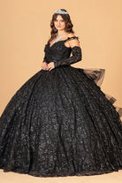 Mesh Detachable Long Sleeves Quinceanera Dress Detachable Ribbon and Ruffled Train GLGL3072-QUINCEANERA-smcfashion.com