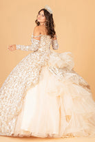 Mesh Detachable Long Sleeves Quinceanera Dress Detachable Ribbon and Ruffled Train GLGL3072-QUINCEANERA-smcfashion.com