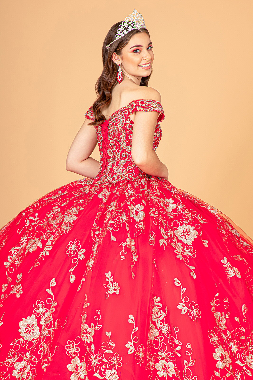 Embroidered Off Shoulder Mesh Quinceanera Dress Separate Long Sleeves GLGL3074-QUINCEANERA-smcfashion.com