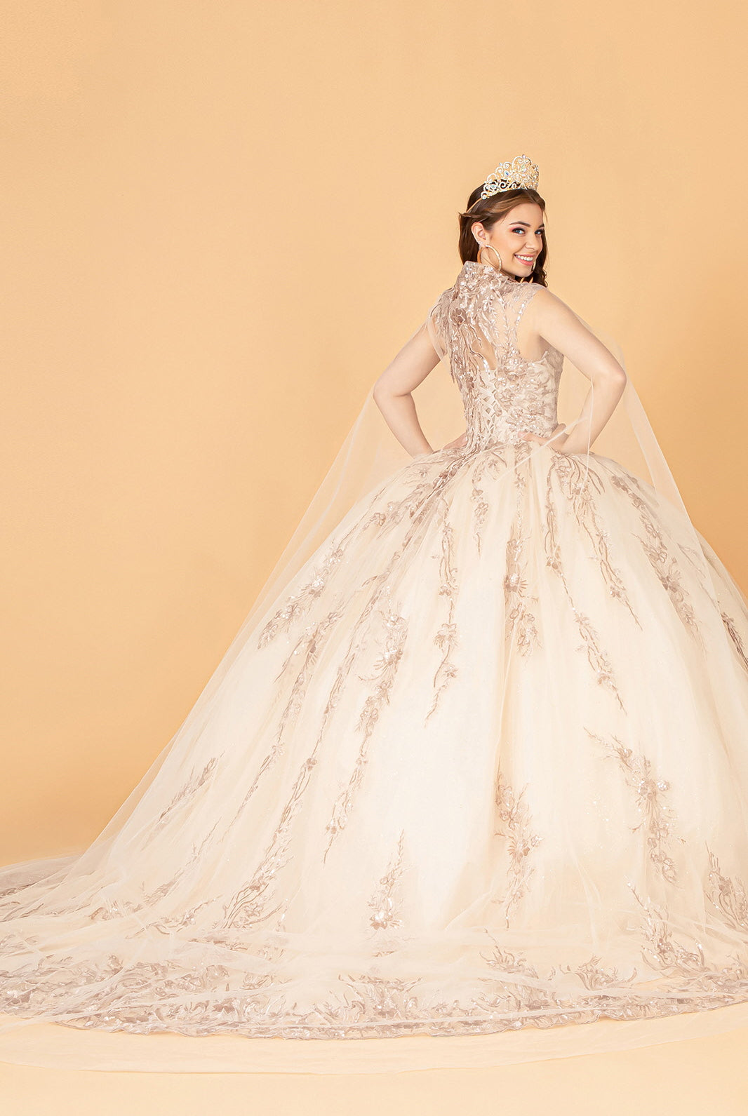Sequin Glitter Embellished Quinceanera Dress Corset Back GLGL3076-QUINCEANERA-smcfashion.com